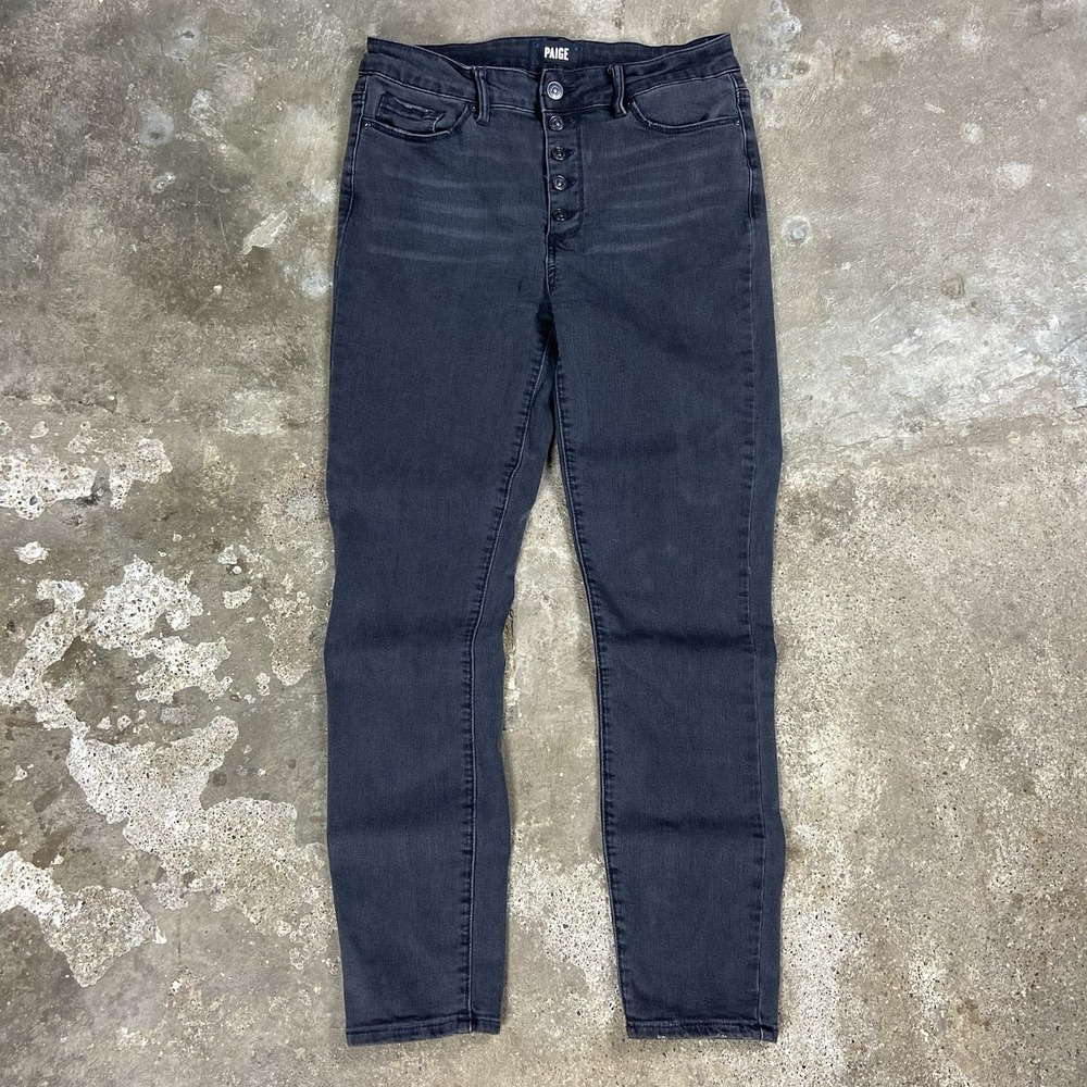Paige Hoxton Ankle Jeans Women's Size 29 Black Denim Button Fly Skinny Fit